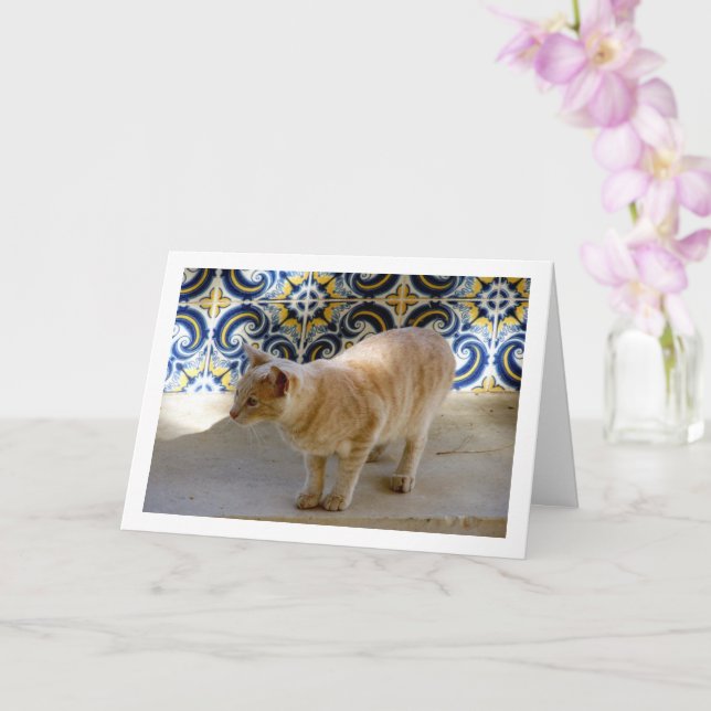 Ginger Cat Portrait Card (Orchid)