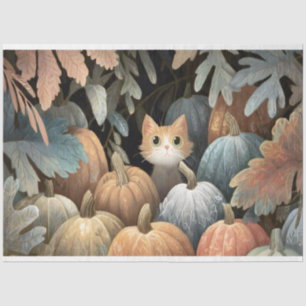 Ginger Cat Pumpkin Patch Decoupage Tissue Paper