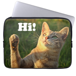 Ginger Cat Saying Hi! Laptop Sleeve