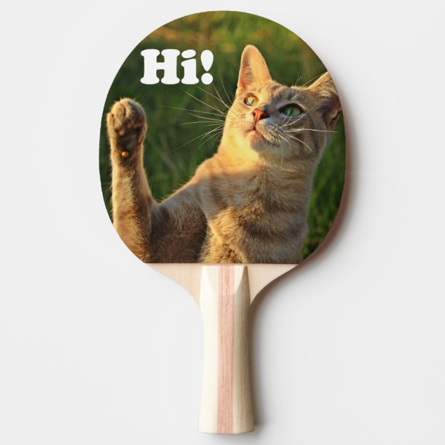 Ginger Cat Saying Hi! Ping Pong Paddle (Front)