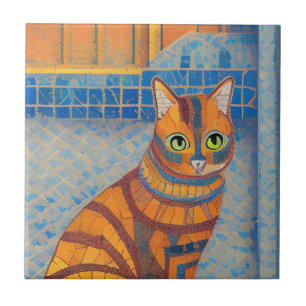 Ginger cat striped moroccan mosaic kitty voices tile