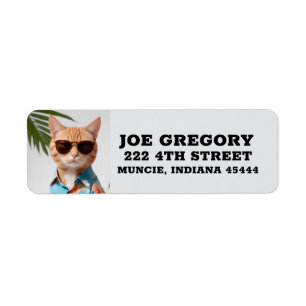 GINGER CAT SUNGLASSES big return Address Labels