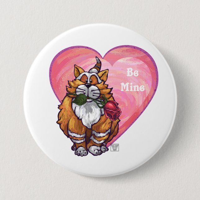 Ginger Cat Valentine's Day 7.5 Cm Round Badge (Front)