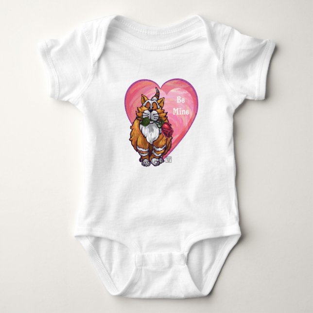 Ginger Cat Valentine's Day Baby Bodysuit (Front)