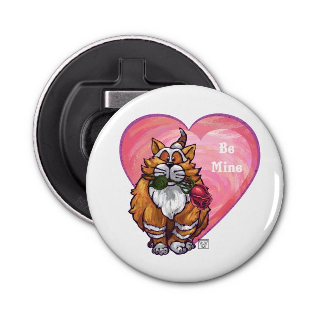 Ginger Cat Valentine's Day Bottle Opener (Front)