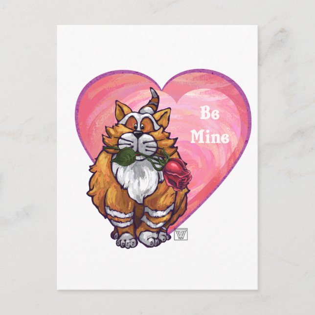 Ginger Cat Valentine's Day Holiday Postcard (Front)