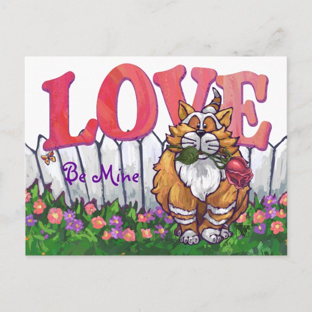 Ginger Cat Valentine's Day Holiday Postcard (Front)
