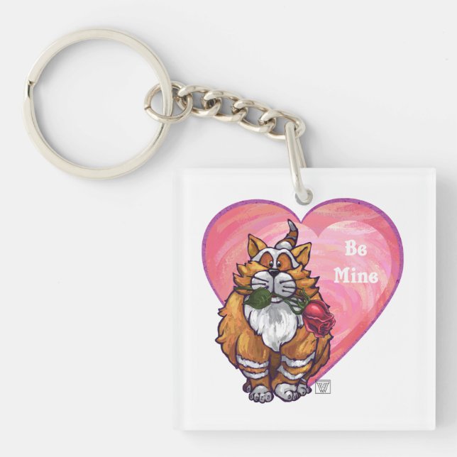 Ginger Cat Valentine's Day Key Ring (Front)