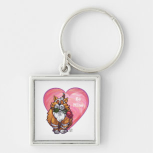 Ginger Cat Valentine's Day Key Ring