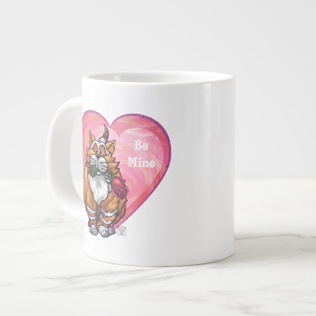 Ginger Cat Valentine's Day Large Coffee Mug (Front Left)