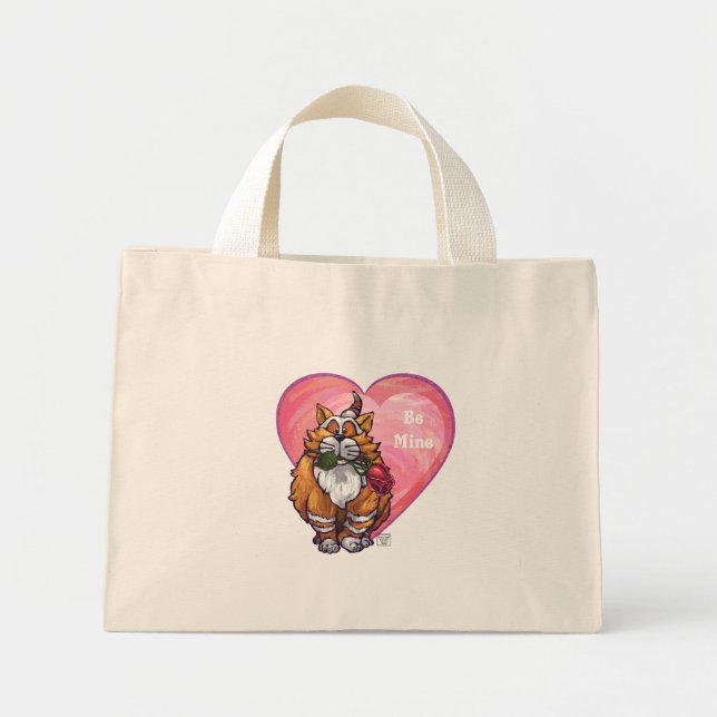 Ginger Cat Valentine's Day Mini Tote Bag (Front)
