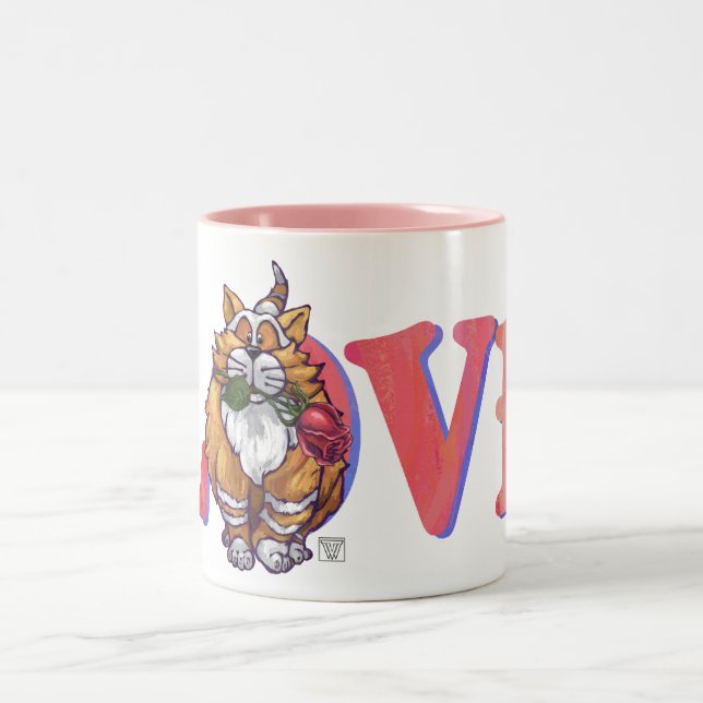 Ginger Cat Valentine's Day Two-Tone Coffee Mug (Center)