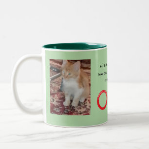 Ginger Cat Whimsical Christmas  Two-Tone Coffee Mug