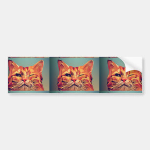 GINGER CAT WINKING BUMPER STICKERS