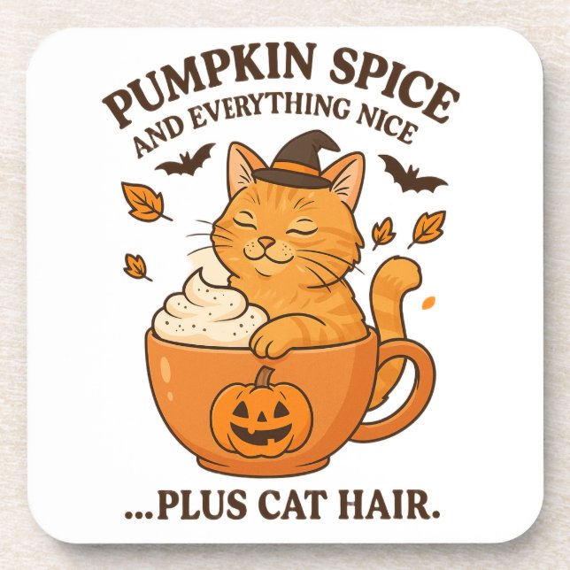 Ginger Cat Witch – Cute Halloween Design with Pump Coaster (Front)