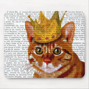 Ginger Cat with Crown Portrai Mouse Pad