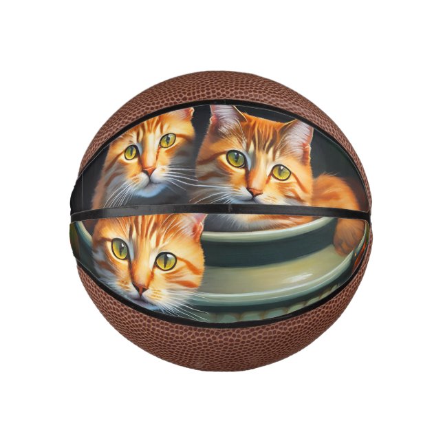Ginger Cats In A Plant Holder Mini Basketball  (Front)