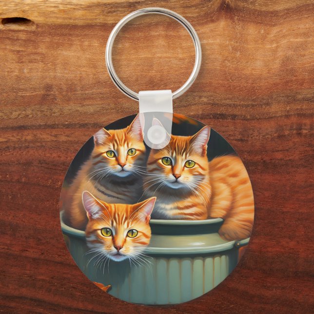 Ginger Cats Pot Plants, Keyring (Front)