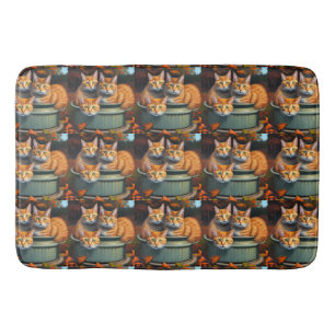 Ginger Cats Pot Plants, Memory Foam Bath Mat