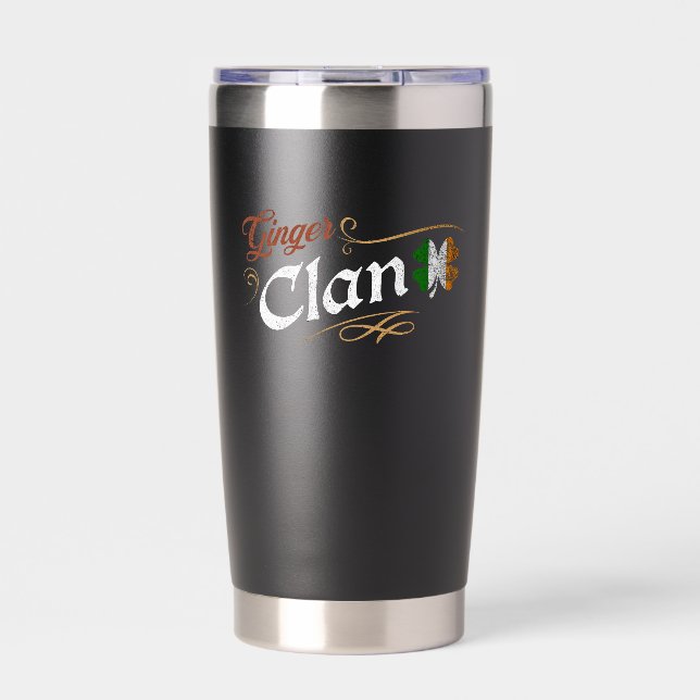 Ginger Clan Irish Heritage Shamrock Vintage Insulated Tumbler (Front)