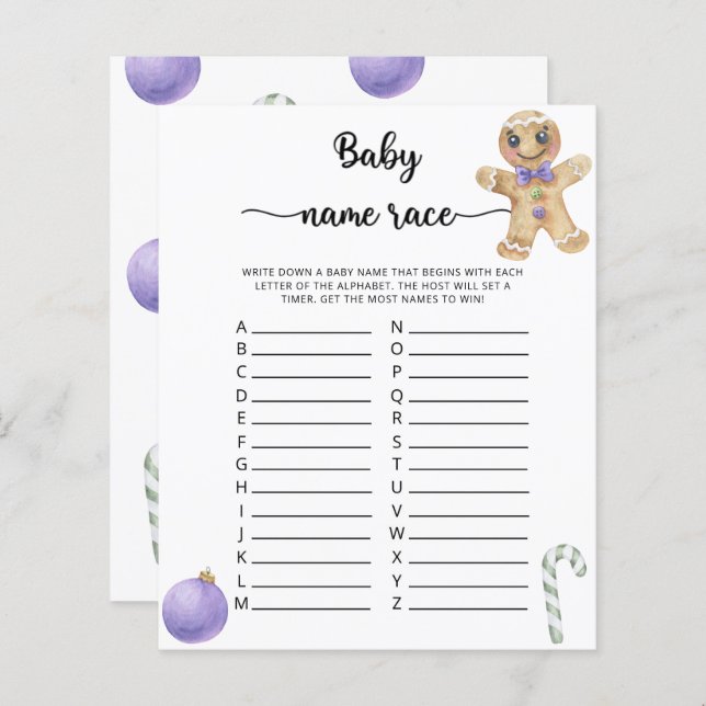 Ginger cookies Baby name race game (Front/Back)