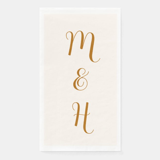 Ginger Elegant Wedding Initials | Ivory Napkin (Front)