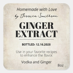 Ginger Extract Modern Label Sticker ZEX_001h