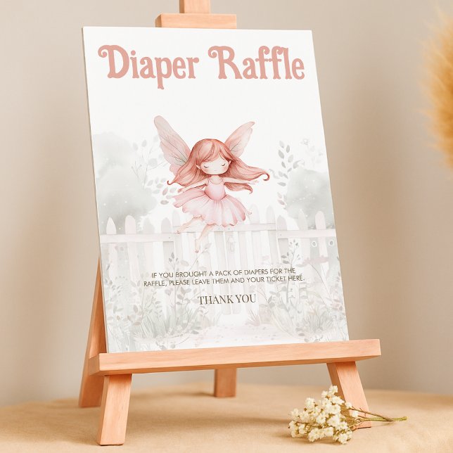 Ginger Fairy Baby Shower Diaper Raffle Table Sign (Creator Uploaded)