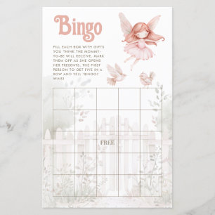 Ginger Fairy Girl Baby Shower Bingo Sheet