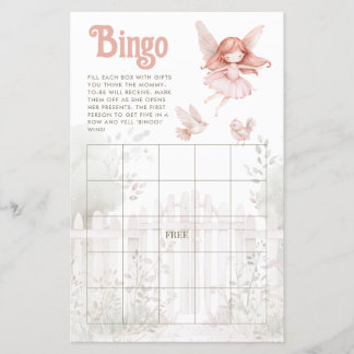 Ginger Fairy Girl Baby Shower Bingo Sheet