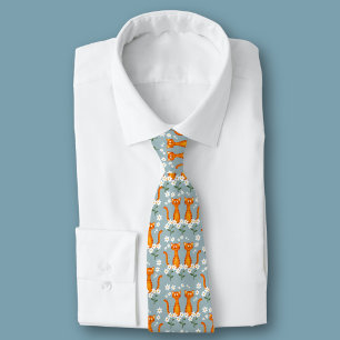 Ginger Floral Orange Cat Energy  Tie