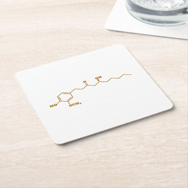 Ginger Gingerol Molecule Chemical Formula Square Paper Coaster (Angled)