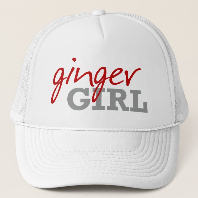 Ginger Girl Redhead Freckles Trucker Hat (Front)