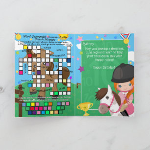 Ginger Girls Equestrian Secret Message Birthday Card