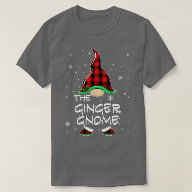 Ginger Gnome Buffalo Plaid Matching Family Christm T-Shirt (Design Front)