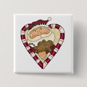 Ginger Heart Santa T-shirts and Gifts 15 Cm Square Badge