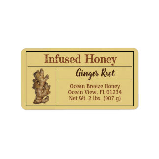 Ginger Infused Honey Light Amber Jar Label