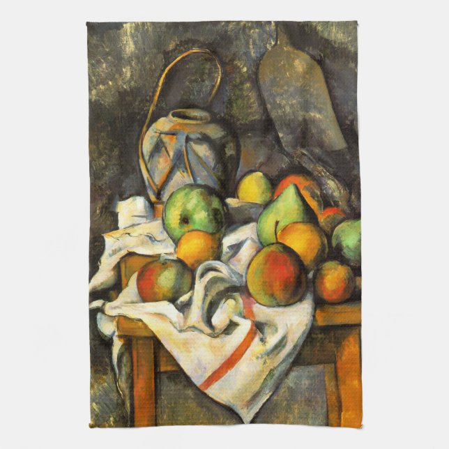 Ginger Jar and Fruit by Cezanne Tea Towel (Vertical)