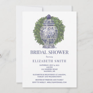 Ginger Jar & Boxwood Bridal Shower Invitation