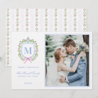 Ginger Jar & Christmas Berries Crest Monogram Invitation