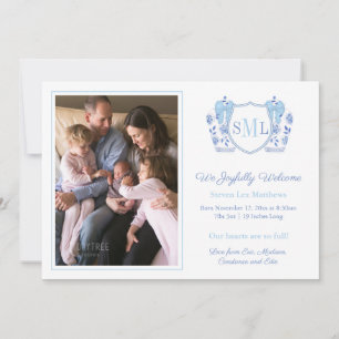 Ginger Jar Monogram Birth Of Baby Boy Photo Announcement