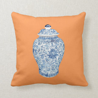 GINGER JAR ON TANGERINE CUSHION