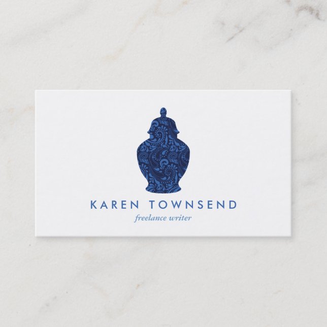 Ginger Jar Pottery Logo Designer Dark Blue Business Card (Front)