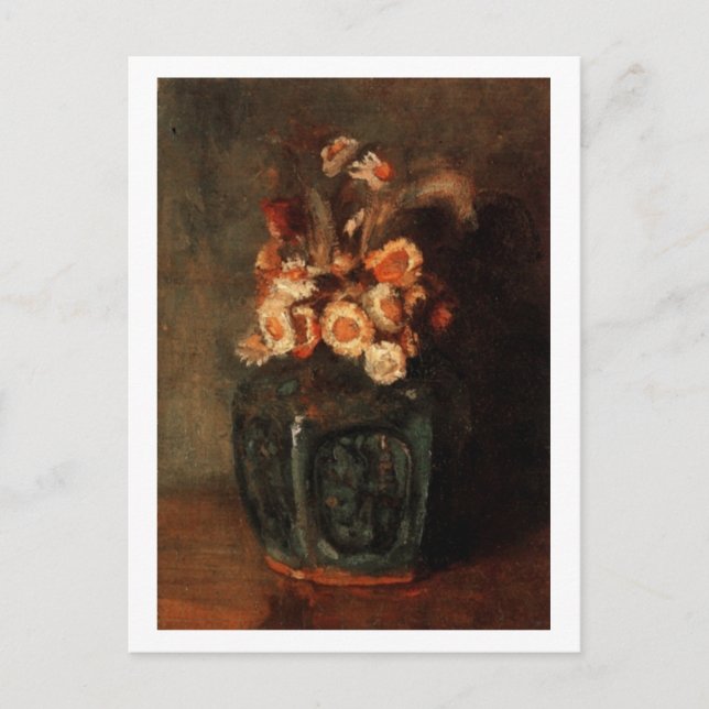 Ginger Jar with Chrysanthemums, Vincent van Gogh Postcard (Front)