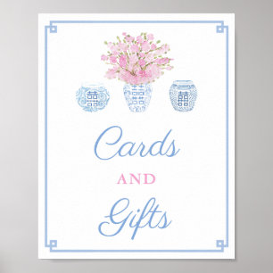 Ginger Jars Pink Blue Cards & Gifts Baby Shower Poster