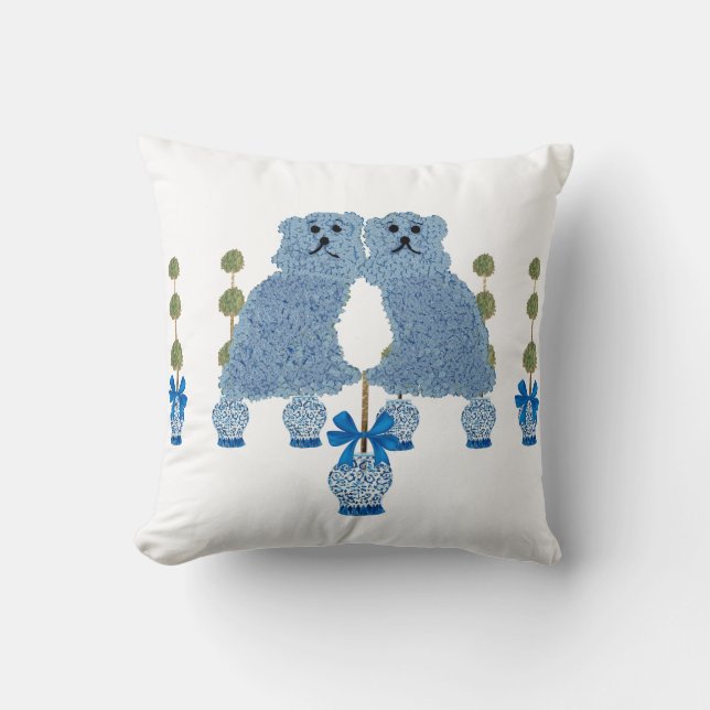 Ginger Jars Staffordshire Dogs Topiary  Cushion (Front)