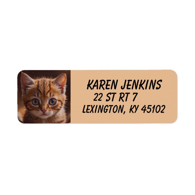 GINGER KITTEN CAT CUSTOM Return Address Labels (Front)