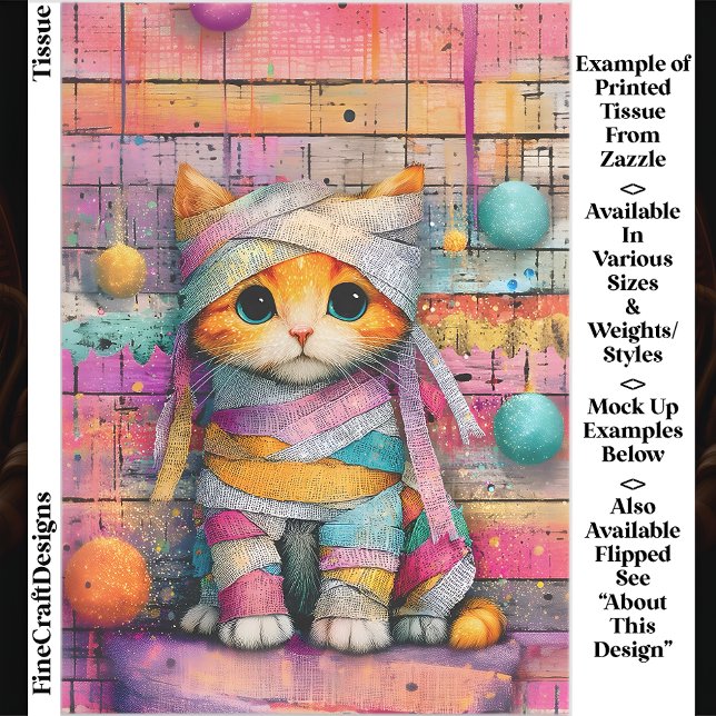 Ginger Kitten & Party Streamers ED4L Decoupage Tissue Paper (Creator Uploaded)