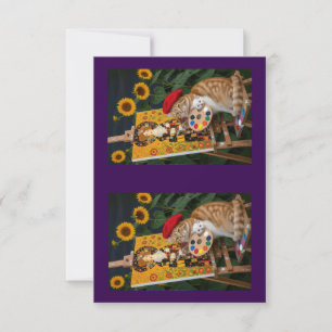 Ginger Kitty Artist Painting Klimt Garden  Thank You Card