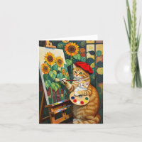 Ginger Kitty Artist painting Sunflowers